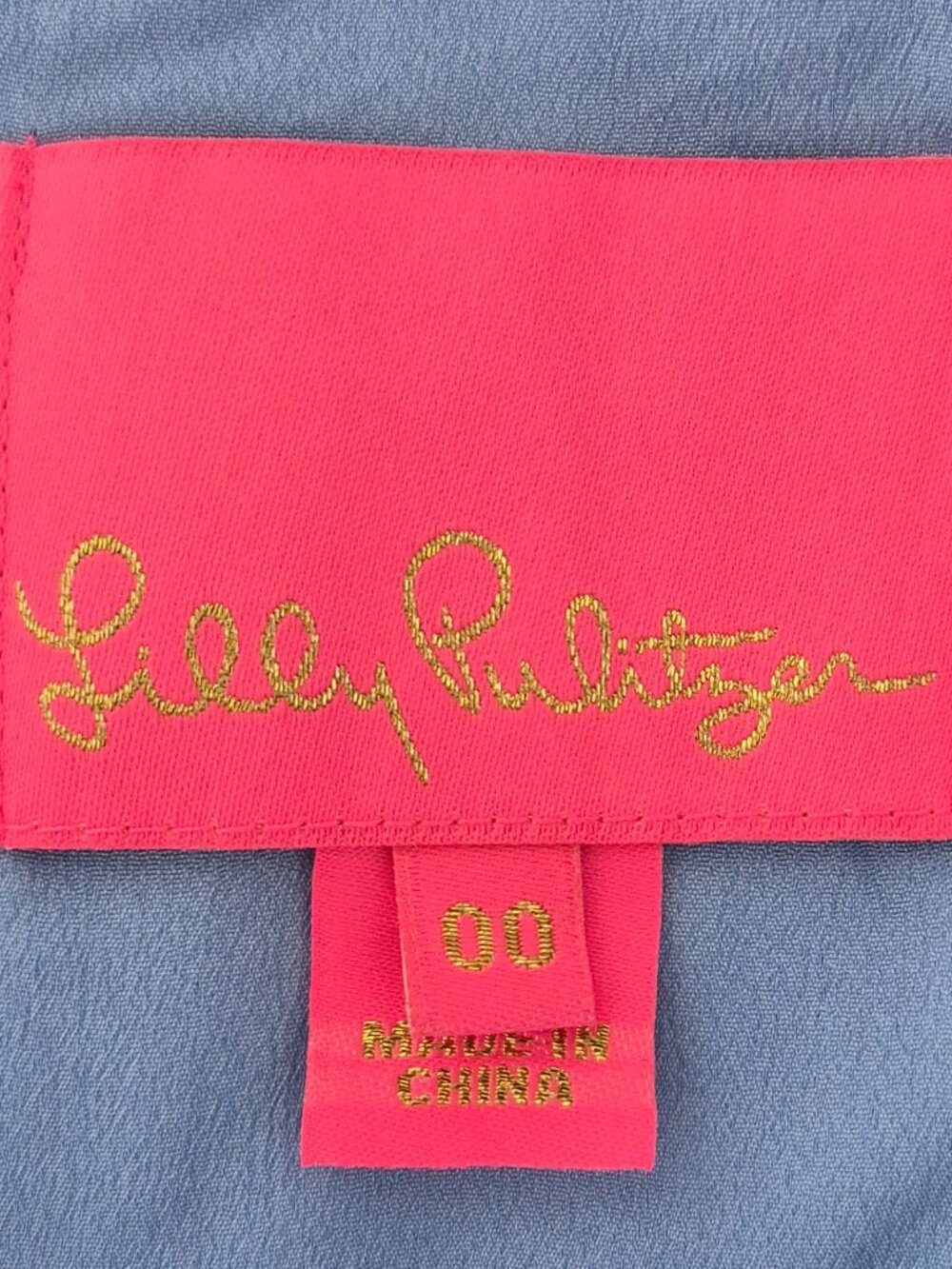 Lilly Pulitzer Blue Textured Sleeveless Dress with Gold Embroidery Size 00 - Picture 10 of 13